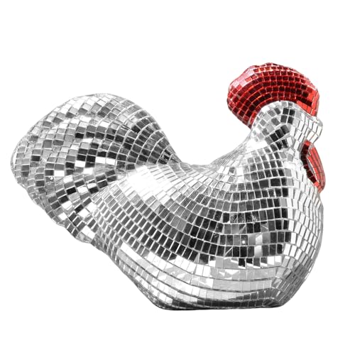 Pasdrucn Huhn Discokugel Deko, Discokugels Huhn-Statue, Küken Glänzend Discokugels Klein, Große Spiegelkugel Party Deko Für Hochzeit, Spiegelkugeln Disco Kugel Für Party DJ Club (Silber,B) von Pasdrucn