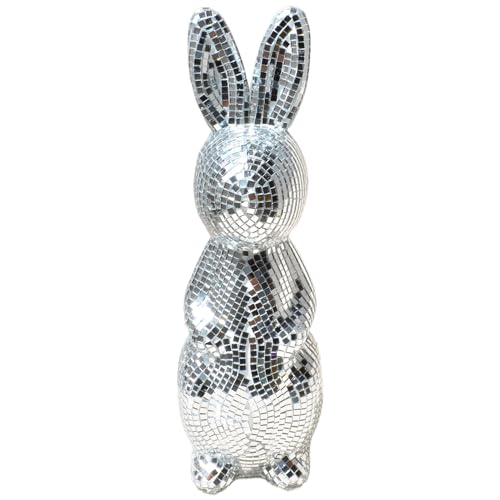 Pasdrucn Kaninchen Discokugel Deko, Discokugels Kaninchen-Statue, Hase Glänzend Discokugels Klein, Große Spiegelkugel Party Deko Für Hochzeit, Spiegelkugeln Disco Kugel Für Party DJ Club (L) von Pasdrucn
