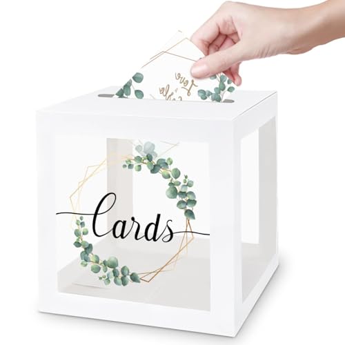 Pasdrucn Kartenbox Hochzeit Mit Schlitz, Kartenbox Hochzeitsbox, Weiß Geschenkkartenbox Mit 10 Stück Grußkarten, Spendenbox Aus Robustem Papier, Geschenkkartenbox Hochzeit Geschenkkarten Box (A) von Pasdrucn
