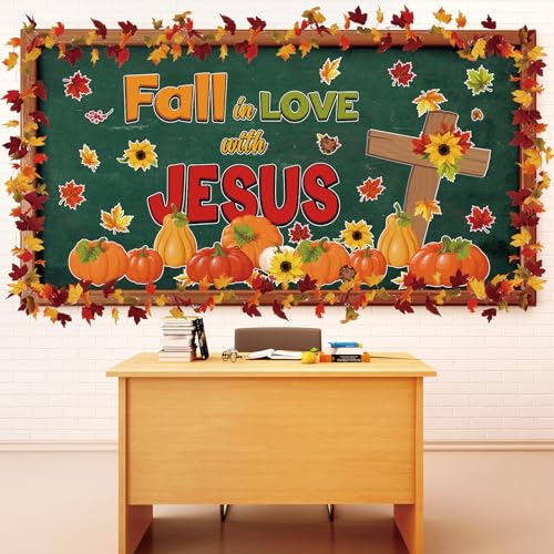 Pasimy Christliche Pinnwand für Herbst, Sonntag, Schule, Klassenzimmer, Dekoration, Ahornblätter, Banner, Sonnenblume, Kürbis, Kreuzausschnitt für Glauben, religiöse Kirche, Schultafel Pasimy Christliche Pinnwand für Herbst, Sonntag, Schule, Klassenzimmer, Dekoration, Ahornblätter, Banner, Sonnenblume, Kürbis, Kreuzausschnitt für Glauben, religiöse Kirche, Schultafel von Pasimy