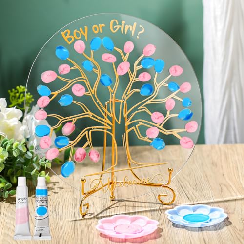 Pasimy Gender Reveal Fingerabdruck-Baum, für Jungen oder Mädchen, Party-Ideen, Babyparty, Gästebuch, Partyspiel, Geschlechtsoffenbarung, Partyzubehör für Babyparty, Sie oder Ihn, Andenken (klassisch) Pasimy Gender Reveal Fingerabdruck-Baum, für Jungen oder Mädchen, Party-Ideen, Babyparty, Gästebuch, Partyspiel, Geschlechtsoffenbarung, Partyzubehör für Babyparty, Sie oder Ihn, Andenken (klassisch) von Pasimy
