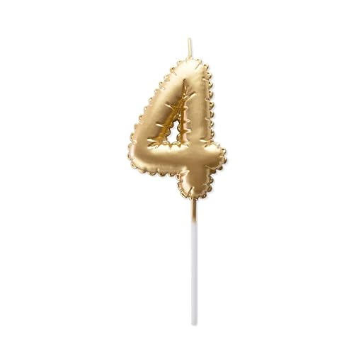 Past Kolor Geburtstagskerze, Ballon, Zahlenkerze, originelle Geburtstagskerze (4, goldene Kerze) von Past Kolor