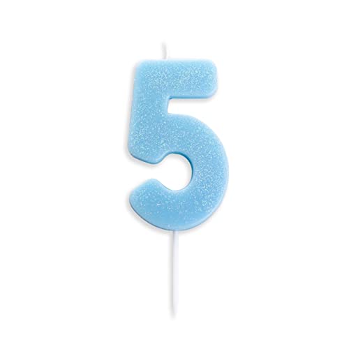 Past Kolor - Riesiges Geburtstagskerze mit Glitzer - Zahlenkerze für Kuchen oder Geburtstagstorte - Originelle und lustige Kerze (Kerze Nummer 5 blau) von Past Kolor
