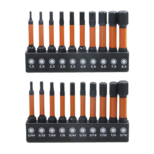 Pastlla S2 Schlag-Sechskant-Inbusbohrer, metrisch, SAE-Set, 20 Stück, magnetischer Sechskantschaftschlüssel, für Ladebohrer, Handbohrmaschine, pneumatischer Schraubendreher, Elektroschrauber (orange) Pastlla S2 Schlag-Sechskant-Inbusbohrer, metrisch, SAE-Set, 20 Stück, magnetischer Sechskantschaftschlüssel, für Ladebohrer, Handbohrmaschine, pneumatischer Schraubendreher, Elektroschrauber (orange) von Pastlla