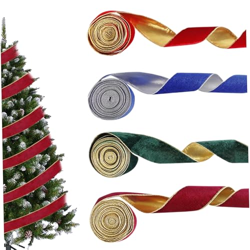 4pcs Herbstband Wir verdrahtet 16, 4 Fuß Wildleder Goldkante Herbstband Cuttable Kabel verdrahtet mit Drahtbefestigung für elegante Handwerkskränze und -dekorationen, Weihnachtsdekoration von Pastoralist