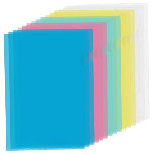 Dateiordner 15pcs L-förmig 12 x 9 Zoll Dokument Organizer 5 Farbklare Ordner wasserdichte färbliche PP-Datei Organizer für Schule, Büro und mehr von Pastoralist