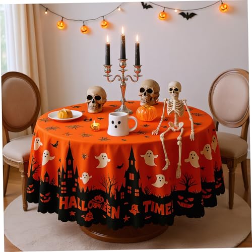 Halloween -Tischdecke, 71 -Zoll -Geisterfledermaus -Spinnenrunde rund Halloween Tischdecke wasserdichte Tischdekorationen für Küche, Esszimmer, Café |.Runden Halloween -Tischdecke, 71 -Zoll -Geisterfledermaus -Spinnenrunde rund Halloween Tischdecke wasserdichte Tischdekorationen für Küche, Esszimmer, Café |.Runden von Pastoralist