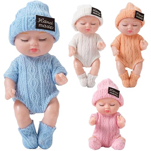 Mini-Babypuppen 4pcs 4 Zoll realistisch schlafend kleine Babypuppen mit Kleidung auf 4 Farben bewegliche Gelenk winzige Puppe, Geschenke für Mädchen, solidfarbene Kleidung, Weihnachtsdekorationen Mini-Babypuppen 4pcs 4 Zoll realistisch schlafend kleine Babypuppen mit Kleidung auf 4 Farben bewegliche Gelenk winzige Puppe, Geschenke für Mädchen, solidfarbene Kleidung, Weihnachtsdekorationen von Pastoralist