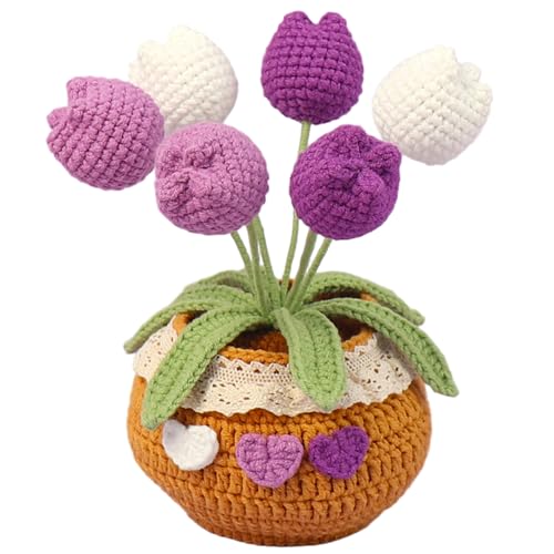 Pastoralist Häkeln Tulpen, 6 Köpfe Stricken Häkelblumen, Simulation weicher Blumentopf für Frauen Freunde Kinder Home Schreibtischdekor |.Blumentopf Pastoralist Häkeln Tulpen, 6 Köpfe Stricken Häkelblumen, Simulation weicher Blumentopf für Frauen Freunde Kinder Home Schreibtischdekor |.Blumentopf von Pastoralist