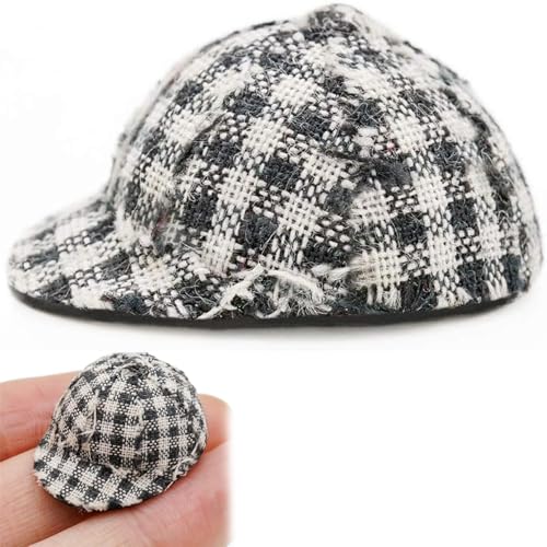 Pastoralist Miniaturhüte, 1x1 Zoll 1:12 Maßnahmen realistische Puppenhüte mit schwarz -weißer Plaid, stilvolle dekorative Mini -Puppenhauszubehör für DIY Dollhouse Accessoires, Weihnachtsdekorationen von Pastoralist