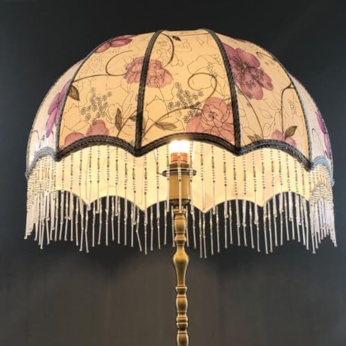 Vintage -Lampenfarbton mit Quasten, viktorianischer Randlampenschatten, Kugelschuhblattlampenschatten, Ersatz -Antiquitätenlampenschirme für E27 -Tischlampen Stößen Lampen 7.87x7.48 Stil 2, Vintage - von Pastoralist