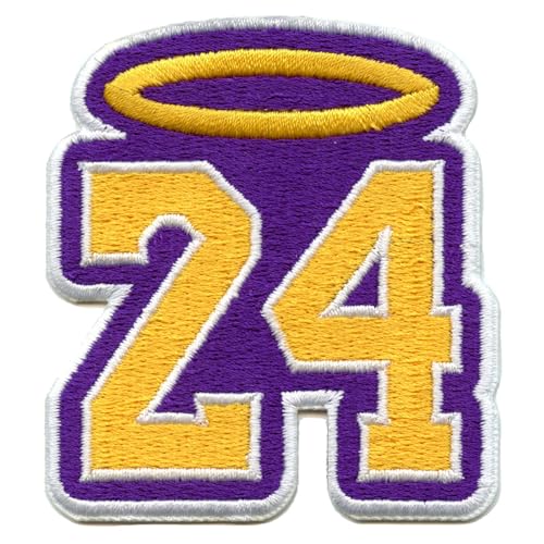 Aufnäher, Motiv: Halo #24, Basketball-Trikot, bestickt, zum Aufbügeln, Violett / Gelb Aufnäher, Motiv: Halo #24, Basketball-Trikot, bestickt, zum Aufbügeln, Violett / Gelb von Patch Collection