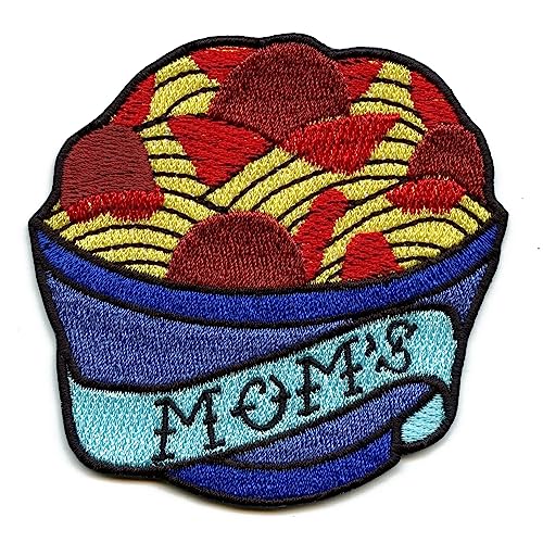 Aufnäher, Motiv: Moms Spaghetti-Schüssel, zum Aufbügeln Aufnäher, Motiv: Moms Spaghetti-Schüssel, zum Aufbügeln von Patch Collection