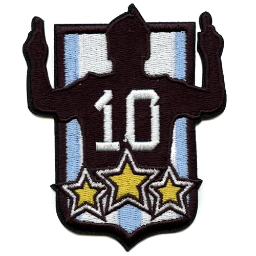 Aufnäher "Three Time Champion", Argentinien, Nr. 10, bestickt, zum Aufbügeln Aufnäher "Three Time Champion", Argentinien, Nr. 10, bestickt, zum Aufbügeln von Patch Collection