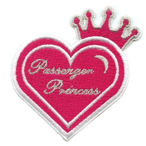 Passagier-Prinzessinnen-Herz-Aufnäher, rosa Girlie-Krone, bestickt, zum Auf von Patch Collection