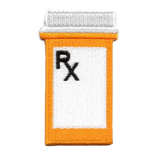 RX Pharmazeutischer Fläschchenaufnäher, bestickt, zum Aufbügeln RX Pharmazeutischer Fläschchenaufnäher, bestickt, zum Aufbügeln von Patch Collection
