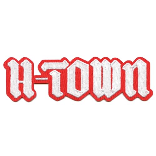 Red H-Town Houston Old English Patch Script Logo Embroidered Iron on on Red H-Town Houston Old English Patch Script Logo Embroidered Iron on on von Patch Collection