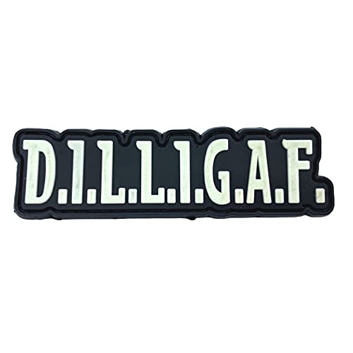 D.I.L.L.I.G.A.F Biker Airsoft PVC Klett Emblem Morale Patch (Schwarz Leuchten im Dunkeln) von Patch Nation