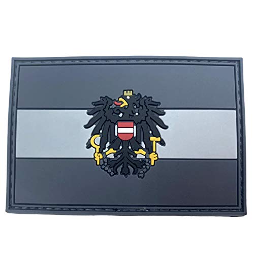 Österreich Österreicher Kamm Grau Gedämpft Flagge PVC Klett Emblem Abzeichen Patch von Patch Nation