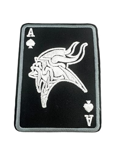 Patch Nation Ace of Spades Playing Card Iron on Sew On Embroidered Biker Patch (Wikinger Black) von Patch Nation