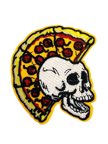 Patch Nation Bestickter Aufnäher zum Aufbügeln oder Aufnähen, Motiv: Pizza Punk Totenkopf Patch Nation Bestickter Aufnäher zum Aufbügeln oder Aufnähen, Motiv: Pizza Punk Totenkopf von Patch Nation