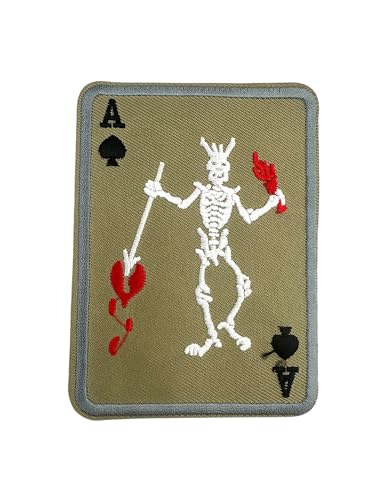 Patch Nation Bestickter Biker-Aufnäher "Ace of Spades Spielkarte", zum Aufbügeln oder Aufnähen (Skelett) von Patch Nation
