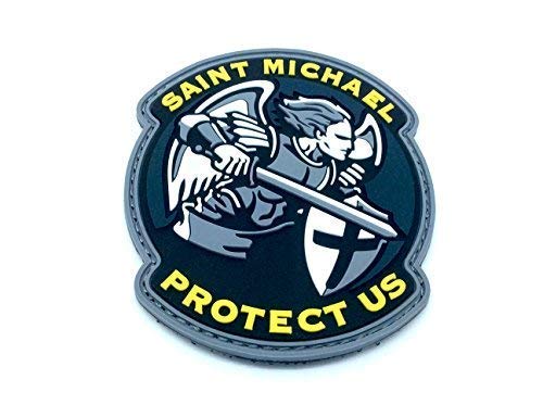 Saint Michael Protect Us Crusader Blau PVC Klett Emblem Abzeichen von Patch Nation