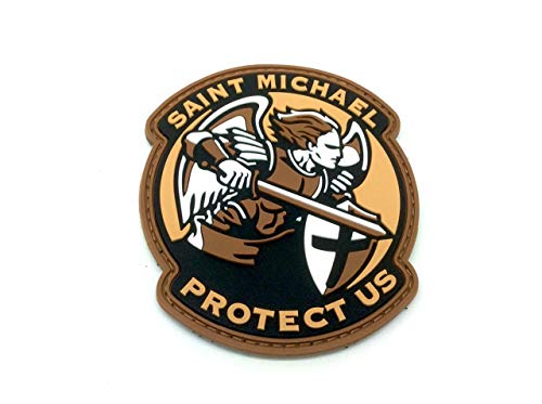 Patch Nation Saint Michael Protect Us Crusader Hellbraun PVC Klett Emblem Abzeichen Patch von Patch Nation