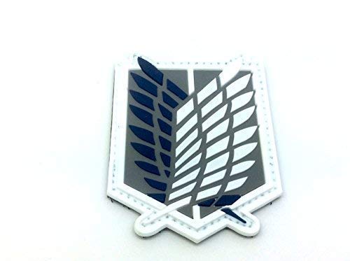 Patch Nation Shingeki No Kyojin Attack Titan Recon Corps Cosplay PVC Klett Emblem Abzeichen, 1 Stück, 80mm x 60mm, Grau, Anime Patch Nation Shingeki No Kyojin Attack Titan Recon Corps Cosplay PVC Klett Emblem Abzeichen, 1 Stück, 80mm x 60mm, Grau, Anime von Patch Nation