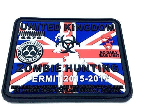 Patch Nation United Kingdom Zombie Hunting Permit Rot Blau Weiß PVC Großes Airsoft Paintball Klett Emblem Abzeichen Patch Nation United Kingdom Zombie Hunting Permit Rot Blau Weiß PVC Großes Airsoft Paintball Klett Emblem Abzeichen von Patch Nation