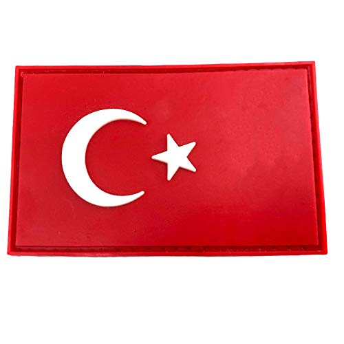 Türkei Türkisch Turkey Flagge Im Dunkeln Leuchten PVC Airsoft Paintball Klettverschluss-Flecken Cosplay Patch (Rot) von Patch Nation