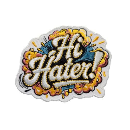Patch Party Club (1 Stück) "Hi Hater!" Luxe 7,6 cm bestickter Aufnäher zum Aufbügeln – auffällig Streetwear Statement für Jacken, Hüte, Rucksäcke, Kleidung & DIY Handwerk von Patch Party Club