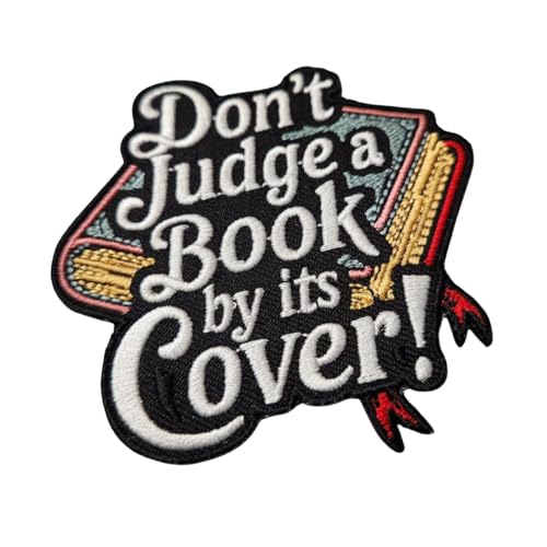 Patch Party Club Aufnäher zum Aufbügeln, Motiv "Don't Judge a Book by Its Cover", 7,6 cm, Motivierendes Zitat für Jacken, Rucksäcke, Bastelarbeiten, Buchliebhaber und Leser, 1 Stück von Patch Party Club