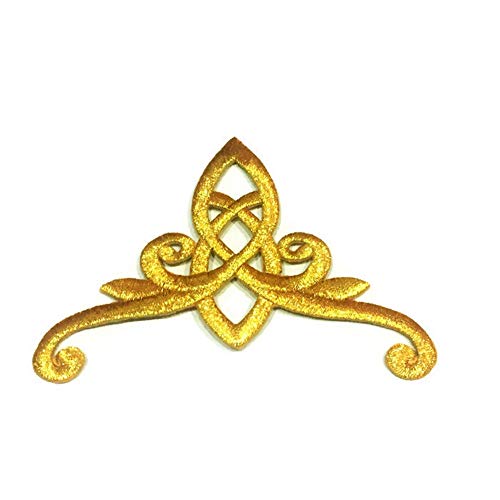Patch-Portal, goldener keltischer Knoten, 10.9 cm, Kronen-Design, bestickte Applikation, goldene Dreifaltigkeits-Schablone, Irische Tattoo, Gothic, zum Aufnähen, zum Aufbügeln, für Männer, Kappe, Hut Patch-Portal, goldener keltischer Knoten, 10.9 cm, Kronen-Design, bestickte Applikation, goldene Dreifaltigkeits-Schablone, Irische Tattoo, Gothic, zum Aufnähen, zum Aufbügeln, für Männer, Kappe, Hut von Patch Portal