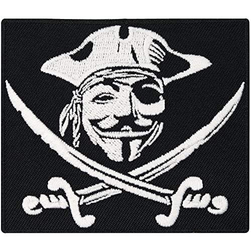 Anonymous Pirat Piratenfahne Pirat-bay Hacker anarchy punk Biker Aufnäher Sticker von Patch