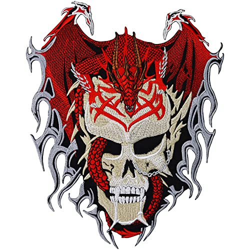 Dragon Skull Head Tattoo Tribal Rockabilly Biker Death Metal BACKPATCH Aufnäher von Patch