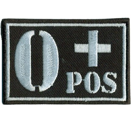 Patch Blutgruppen Aufnäher Rotes Kreuz Abzeichen - Blutgruppe 0 pos. - Tactical Morale aufbügeln l Militär Uniform Aufbügler für alle Stoffe l Sticker Bügelbilder l weiß l 60x40mm von Patch
