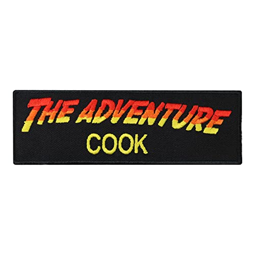 Spaß Aufnäher Kochen Patch "The Adventure" Küchenchef Abzeichen cooking - Indiana Jones DIY Stoff-Applikation zum aufnähen für Kochjacke/Schürze/Hemd - 120x40mm von PATCH KING