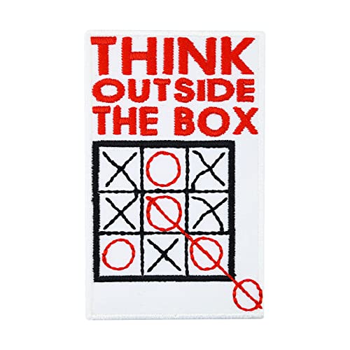 Patch Think Outside The Box tic tac Toe Spiel Motivation Crazy Spruch Aufnäher von Patch