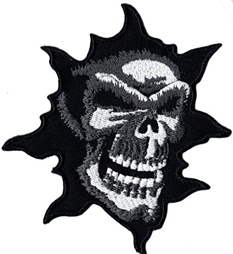 Skull Totenkopf Aufris Evil Deathhead Biker Death Metal Patch Aufnäher Abzeichen von Patch