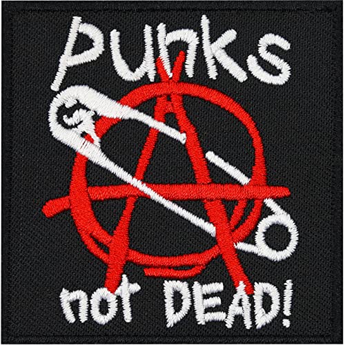 TOFOW Punks NOT Dead Anarchy Sicherheitsnadel Rockabilly Biker Aufnäher L von Patch