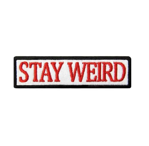 Aufnäher, "Stay Weird", 7,6 cm, Rot – lustige bestickte Applikation mit Klettverschluss PatchClub von PatchClub