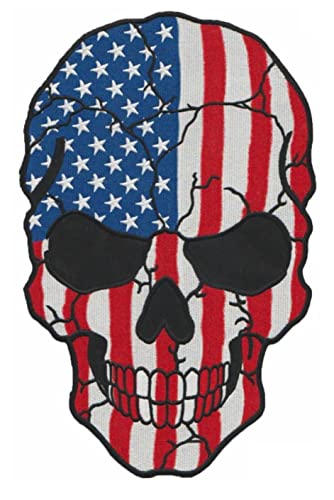 Großer Totenkopf-Aufnäher zum Aufbügeln – Big Patch für Biker-Weste, Sugar Skull, Calavera, Motorrad-Bikerjacke (USA) von PatchClub