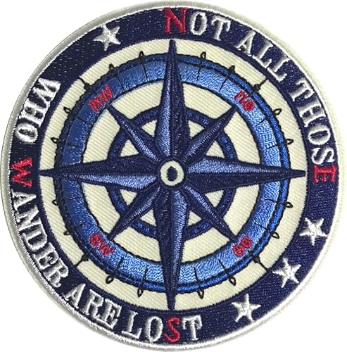 PatchClub Aufnäher "Not All Those Who Wander Are Lost", 8,9 cm, Kompass, Wandern, Abenteuer, Outdoor, cooler bestickter Aufnäher (zum Aufbügeln/Aufnähen) von PatchClub