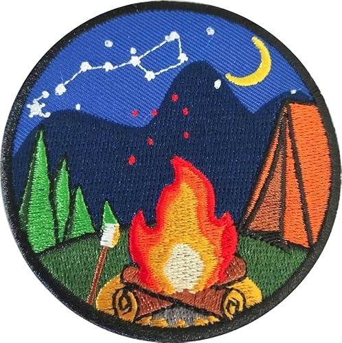 PatchClub Camping-Patch, Lagerfeuer, Bergabenteuer, Outdoor, 7,6 cm, bunt bestickt, zum Aufbügeln oder Aufnähen (Lagerfeuer) von PatchClub