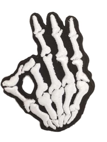 PatchClub Handaufnäher, Skelettkreis, 8 cm, lustiger Totenkopfknochen, Gotcha Meme, bestickte Applikation für Rucksack, Jacke, Weste, Tasche, Jeans PatchClub Handaufnäher, Skelettkreis, 8 cm, lustiger Totenkopfknochen, Gotcha Meme, bestickte Applikation für Rucksack, Jacke, Weste, Tasche, Jeans von PatchClub