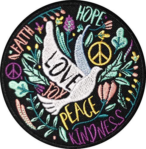 PatchClub Peace Love Patch, bunt, zum Aufnähen oder Aufbügeln, niedliche Applikation für Jacken, Jeans, Kleidung, Rucksäcke, Tragetaschen von PatchClub