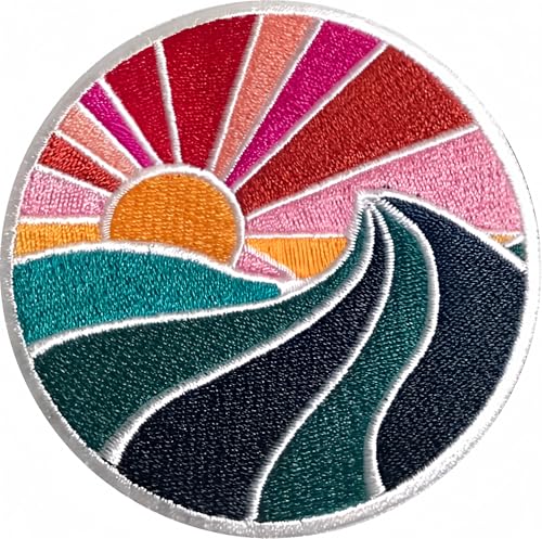 PatchClub Wave and Sun, Ästhetischer bunter Ozean-Aufnäher, 7,6 cm – vollständig bestickt, zum Aufbügeln oder Aufnähen PatchClub Wave and Sun, Ästhetischer bunter Ozean-Aufnäher, 7,6 cm – vollständig bestickt, zum Aufbügeln oder Aufnähen von PatchClub