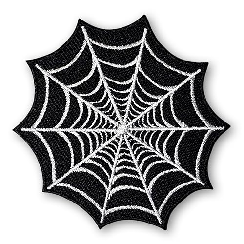 PatchDeeDee Schwarzes Spinnennetz, Retro-Biker, Halloween, zum Aufbügeln oder Aufnähen, bestickter Aufnäher für Jeans, Jacken, Kleidung von PatchDeeDee