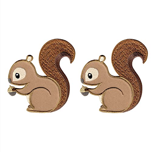 PatchMommy Eichhörnchen Patch Aufnäher Applikation zum Aufbügeln Bügelbild - für Kleidung Jeans Jacken Kinder - Set 2 Stück von PatchMommy